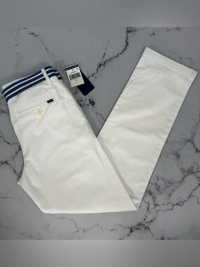 Polo by Ralph Lauren Kids White Casual Pants with Navy Striped Belt